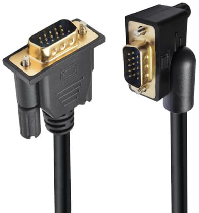 CY-kabel 90 graders vänstervinklad VGA RGB hane till rak manlig förlängning 3COAX+6C för bildskärm projektor dator