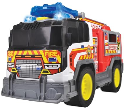 Dickie Toys - Fire Rescue Unit (30 cm) - großes Feuerwehrauto ab 3 Jahre mit Schussfunktion & Leiter, Feuerwehr-Spielzeug für Kinder mit Licht & Sound, inkl. Batterien