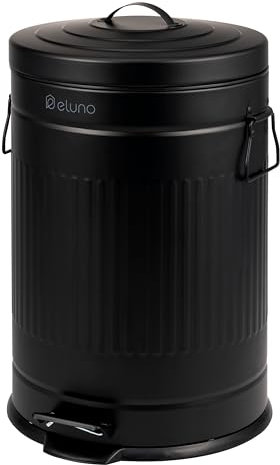 eluno Pattumiera vintage, pattumiera da cucina, 20 litri, con secchio interno in plastica rimovibile, metallo (nero)