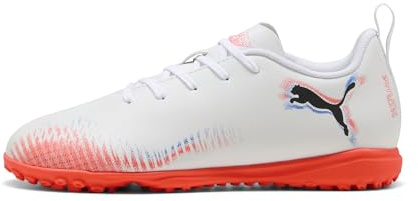 Puma Unisex Kinder Future 8 Play Tt Jr Fussballschuh, White Black Glowing Red, 34 EU
