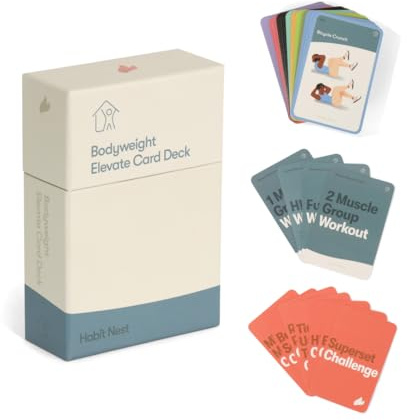 Bodyweight Elevate Exercise Cards: Home Workout Series Card Deck - Comprehensive At-Home Fitness System with 65 Exercises, 8 Bonus Challenges, and 4 Unique Workout Formats.
