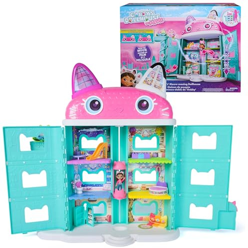 DREAMWORKS GABBY'S DOLLHOUSE: DER FILM - Puppenhaus zum Kinofilm, über 60 cm groß, mit Gabby-Figur & Dollhouse Zubehör, für Kinder ab 3 Jahren, 1:12