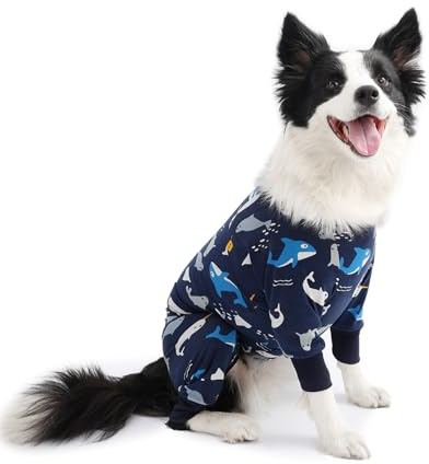 FEimaX Återhämtningsdräkt för hund efter kirurgi Långärmad Onesie Hund Postoperativ Kostym Medelstora och Stora Hundar Ersättande E-krage Anti-slicka Sår efter Operation