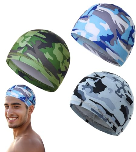 KOLZEMV 3 PCS Cyclisme Skull Cap, Respirant Été Chapeau Parfait pour Homme, sous Casque Moto, Doublure de Casque Sports