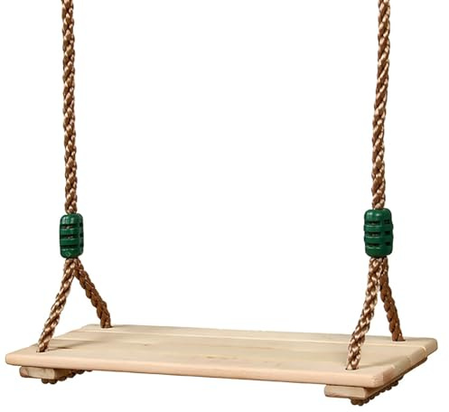 Ajustable de Madera para Exteriores - Silla Colgante con Correas de conexión, de Madera Lisa para niños | Construcción Resistente a la Intemperie con de Cable Seguro