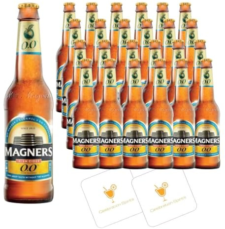 Magners 0.0 Irish Cider 24 Pack Bottles, Alcohol Free | 2x Celebration Spirits Beer Mats