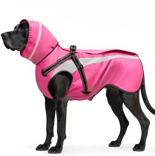 Oslueidy Imperméable Chien Imperméables pour Chien Réfléchissant Chiens Vestes de Pluie à Capuche Pluie Poncho pour Petits Chiens Moyens Grands S-XXL (Rose, M)