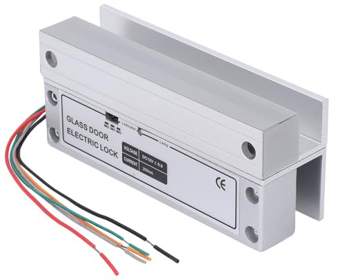 OVAQUIXI Cerradura Eléctrica para Puerta de Vidrio Cerradura de Seguridad DC 12V con Señal de Retroalimentación para Control de Acceso sin Marco