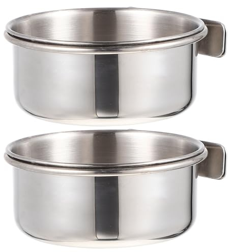 ifundom Set Riutilizzabili e Lavabili 2 Pezzi in Acciaio Inossidabile Mangiatoie per Pappagalli Ciotole per Cibo e Acqua per Uccelli da Gabbia, per Alimentazione Domestica