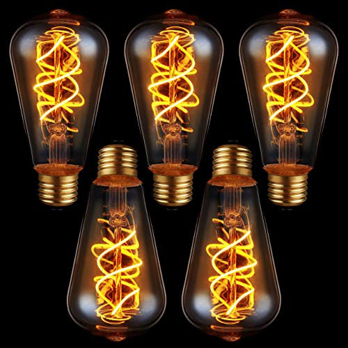 Edison Filament-Birne dimmbar E27 4 Watt Doppelwendel 1.800 K extra-warmweiß 250lm ST64 LED-Leuchtmittel Dekolampe Vintage Retro 5-Pack