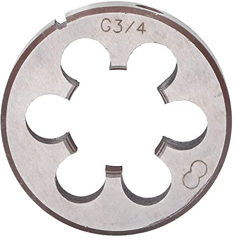 3/4 Rohrschneideisen, rundes Gewindeschneideisen, legierter Stahl, 55 mm Durchmesser, 6 Lcher zum Entfernen von Spnen fr Handgewindebohrer, hochprzises Gewindeschneideisen