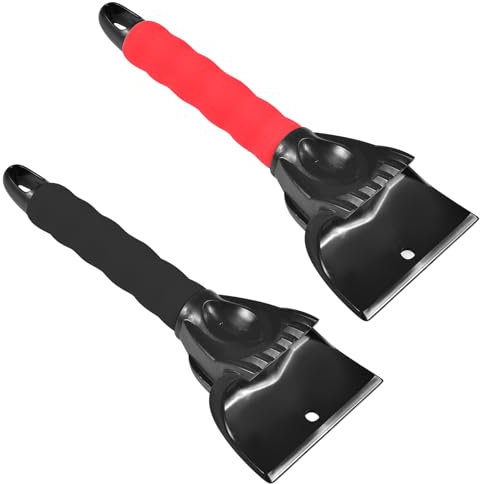 Forhome Rascadores de Hielo, 2pcs Rascador Hielo Coche, Resistente y Duradero, Diseño Portátil, Mango de Esponja Antideslizante, Palas de Nieve para Parabrisas y Ventanas de Automóviles