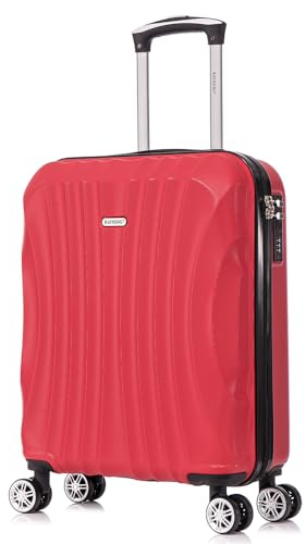 RAYKONG Valigia a mano 55x40x20cm (44L) in ABS - capacità massima - lucchetto incorporato - 20 pollici - (RK03|Rosso)
