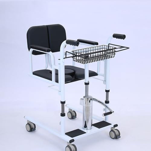 Silla Hidráulica De Transferencia Para Pacientes, Silla Con Inodoro Portátil Elevador Multifuncional Con Asiento Dividido 180° Silla De Ruedas Para Transporte Personas Mayores E