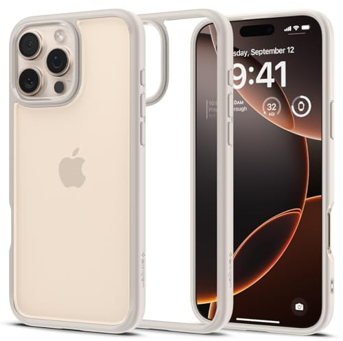 Spigen für iPhone 16 Pro Hülle [Anti-Yellowing] Ultra Hybrid Case Handyhülle Schutzhülle Cover Transparent Durchsichtig Dünn Slim -Natural Titanium