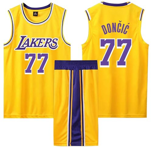 ABRTJCL Maillot Basket Enfant/Adulte 2 Pièces, Jaune, S (10-11 ans), Sans Manche, Pull, Durable, Printemps-Été 23, Garçon, SHIRT, 2 Count