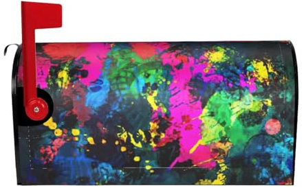 Cubierta magnética para buzón de pintura abstracta colorida para decoración de jardín, con apertura curva y decoración magnética al aire libre