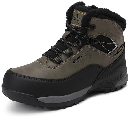 AX BOXING Stivali Neve Bambino Scarpe da Trekking Invernali Caldo Scarpe da Escursionismo Ragazzi Stivaletti Montagna Antiscivolo Verde Scuro 39