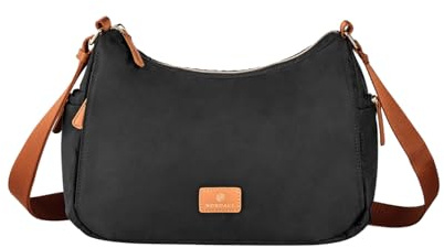 Nordace Siena Hobo Crossbody Bag - Secure RFID Blocking Pocket and Hidden Compartments for Travel Shoulder Bag, Black-brown, normal