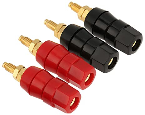 TOPINCN Conector de Clavija de Plátano, Terminal Negro y Rojo, Conexión de Amplificador de Audio de para de Altavoces, 4 Uds.