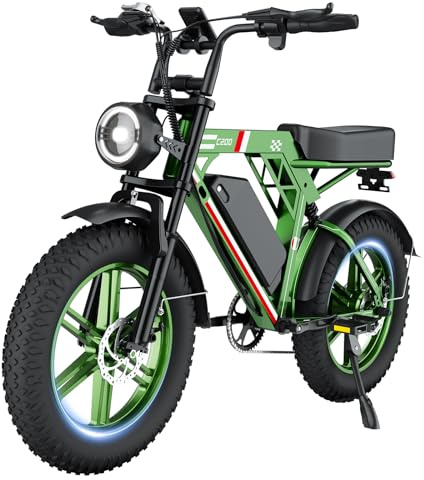 HiQiS Bicicletta Elettrica Adulti, 48V 17.5AH/15AH Batteria Rimovibile, Bici Elettrica 20 x 4.0 Fat Tire, 7 Velocità, Autonomia di 50-80 KM, Freni a Doppio Disco, Sospensione Completa