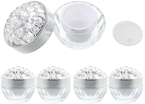DECOMELODY 5 St Glasburkar för Ansiktskräm med Silverlock Läckagesäkra och Påfyllningsbara Kosmetikbehållare för Ansikte och Ögonkräm Små Reseförpackningar för Hudvård