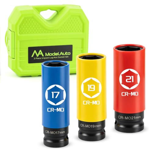 Modelauto Thin Wall Impact Lug Nut Socket Set 1/2 Drive 3-Piece Metric