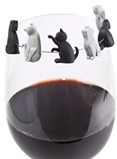 Winkee - Kätzchen Glasmarker 6er Set | Süße Glasmarkierer für Trinkgläser | Party Weinglas Marker | Markierer an Glasrand | Lustiges Geschenk für Party, Weihnachten, Geburtstag, Valentinstag