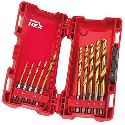 Milwaukee 48894759 Hss-G 10PC Titanium Red Hex Drill Bits