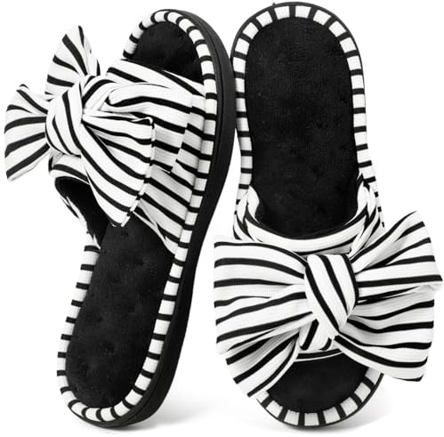 ULTRAIDEAS Women's Eurytides Slide Slippers Memory Foam House Shoes, Black, 7-8