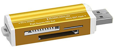 NXACETN Mini Lector De Tarjetas 4 En 1 Adaptador De Lector De Tarjetas USB TF/Micro-SD/MS / M2 Portátil para Computadora Dorado