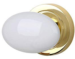 SEIWEI Pomello rotondo classico in ceramica per armadietti, cassetti, porte, maniglia bianca + oro