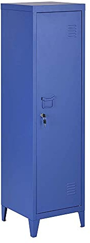 BAKAJI Armadietto Armadio da Spogliatoio in Metallo Anta con Chiusura a Chiave 3 Scomparti Interni Dimensioni 138 x 39 x 39 cm (blu)