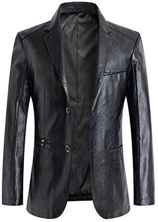 YAOTT Herrjacka av konstläder övergångsjacka bikerjacka fritidsjacka quiltad läderjacka ledig retro motorcykeljacka vinterrock vindjacka casual parkas en rad kavaj, svart, XXL