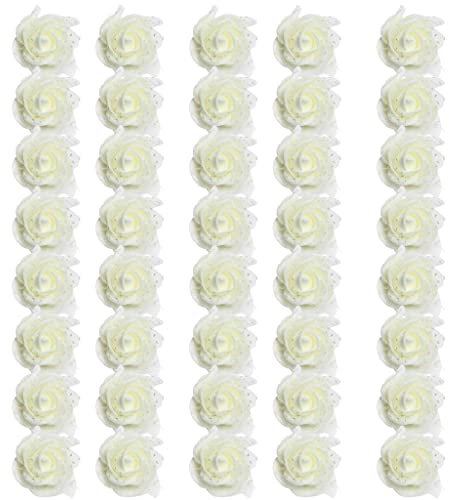 perfk 50 Stück Künstliche Rosenköpfe Schaumrosen für Die Hochzeit 4cm, Sahne