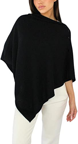 Win's Poncho en cachemire mélangé pour femmes - Fabriqué en Italie (Noir)