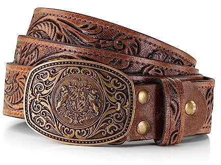 Trachtengürtel Leder handgefertigt - Unikat Trachten Ledergürtel - hand-geschnitzter und hochwertiger Lederhosen Gürtel Zacherl (BW 120 (58-60)