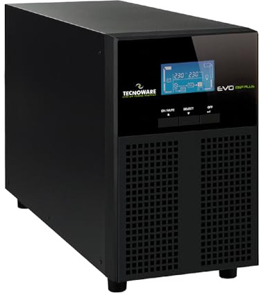 Tecnoware Power Systems - Unterbrechungsfreie Stromversorgung EVO DSP Plus, Online-Technologie VFI, Effizienz 94%, USB- & RS232-Anschlüsse, USV 230V, Für PC & Server, 2400 VA