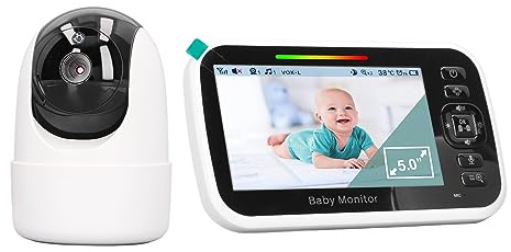 Garosa Monitor Inalámbrico para Bebés con Video, Conectividad Inalámbrica Pantalla LCD de 5 Pulgadas Multifunción en Tiempo Real Amplia Capacidad de Almacenamiento Monitor para Bebés