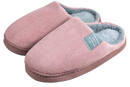 Zapatillas para el hogar para mujeres y hombres, zapatillas para el hogar cálidas en el dormitorio interior con espuma de memoria, suelas de Goma antideslizantes el interior de los zapatos Furry