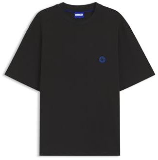 HUGO Mens Niley Cotton-Jersey T-Shirt with Happy Logo