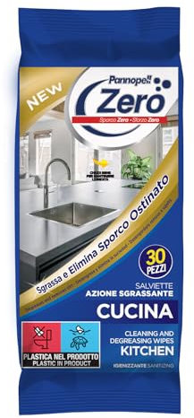 Zero Cucina Sgrassatore Universale 14 confezioni da 30 pz (420 Salviette) | Salviette Igienizzanti Anticalcare | Prodotti Pulizia Casa Efficaci | Pulizie Cucina con Salviettine Disinfettanti Superfici