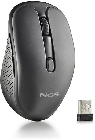 NGS | EVO Spook Ratón Inalámbrico Multimodo, Recargable, 2.4 GHz + Bluetooth 5.1, 800/1200/1600 DPI, USB-A, 5 Botones Silenciosos