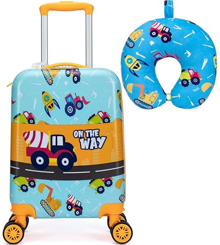 HTgroce 2tlg Kinderkoffer Set, Kinder Reisekoffer mit Kofferanhänger, Reisetrolley mit Rollen für Kinder Hartschalenkoffer für Jungen