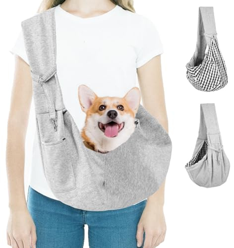 Dog Sling Carrier, Grey Dog Carriers For Medium Dogs, Small Dogs & Cats
