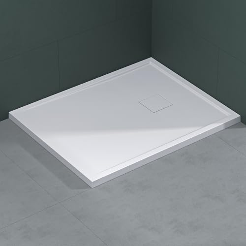 Mai & Maj duschkar av mineralgjuten duschkar 80 x 100 cm superplatt halkskydd i vitt Geoma08
