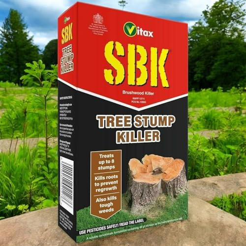 Vitax SBK Tree Stump Killer 250ml – Concentrated Tough Root and Stump Remover – Kills Tree Stumps, Woody Weeds, Brambles, and Deep-Rooted Growth – Powerful Garden Weed Control Solution