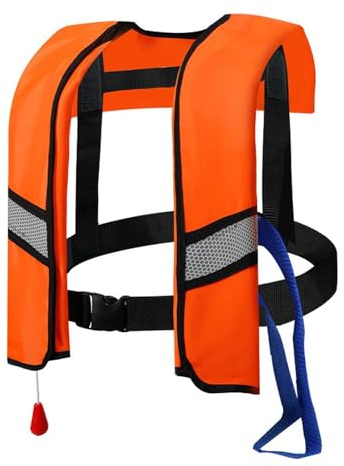 CFITANK Gilet de sauvetage entièrement automatique avec réflecteurs pour les aventures en plein air, fonction de gonflage automatique et sifflet de sécurité, idéal pour les sports nautiques et les