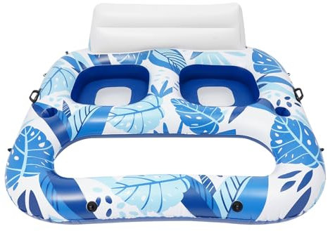 2 Persone Isola di Piscina Tanning Poltrone Gonfiabile Isola di Bagno per Adulti e Bambini, Materasso ad Acqua Estate All'aperto