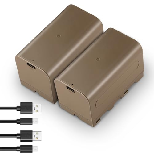 NEEWER 2Pcs 4400mAh Replacement Batteries for NP-F750, 4Hrs Fully Charged with USB C Port/Cable, Rechargeable Camera Camcorder Video Light Monitor Battery Compatible with Sony NP-F550 F750 F950 F970